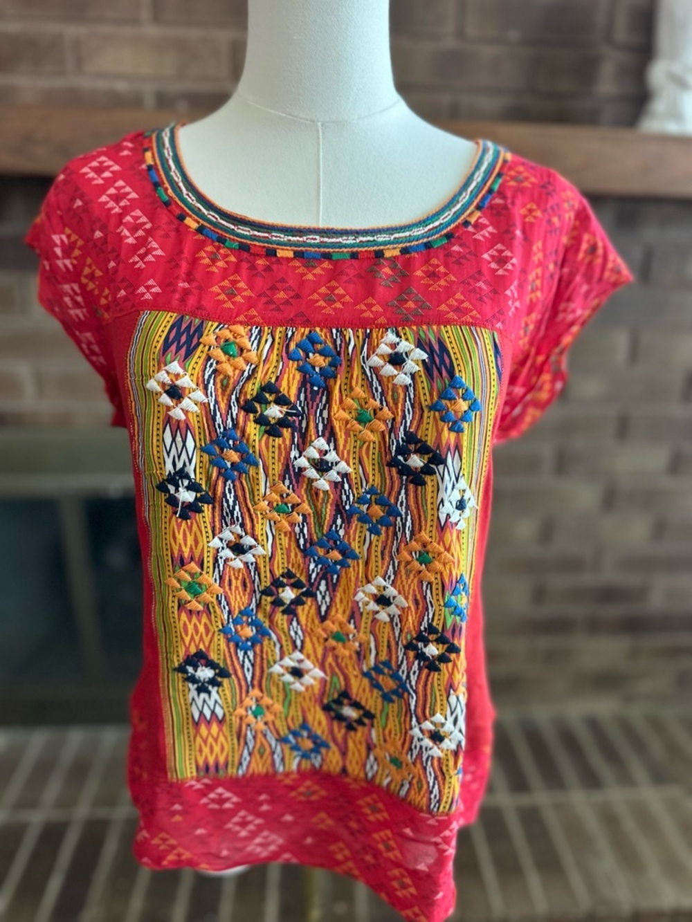 Anthropologie Tiny Embroidered Boho Huipil Top